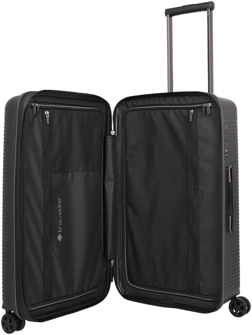 Reisetrolley 4w Trunk M 66cm erweiterbar Travelite Roomer Black schwarz