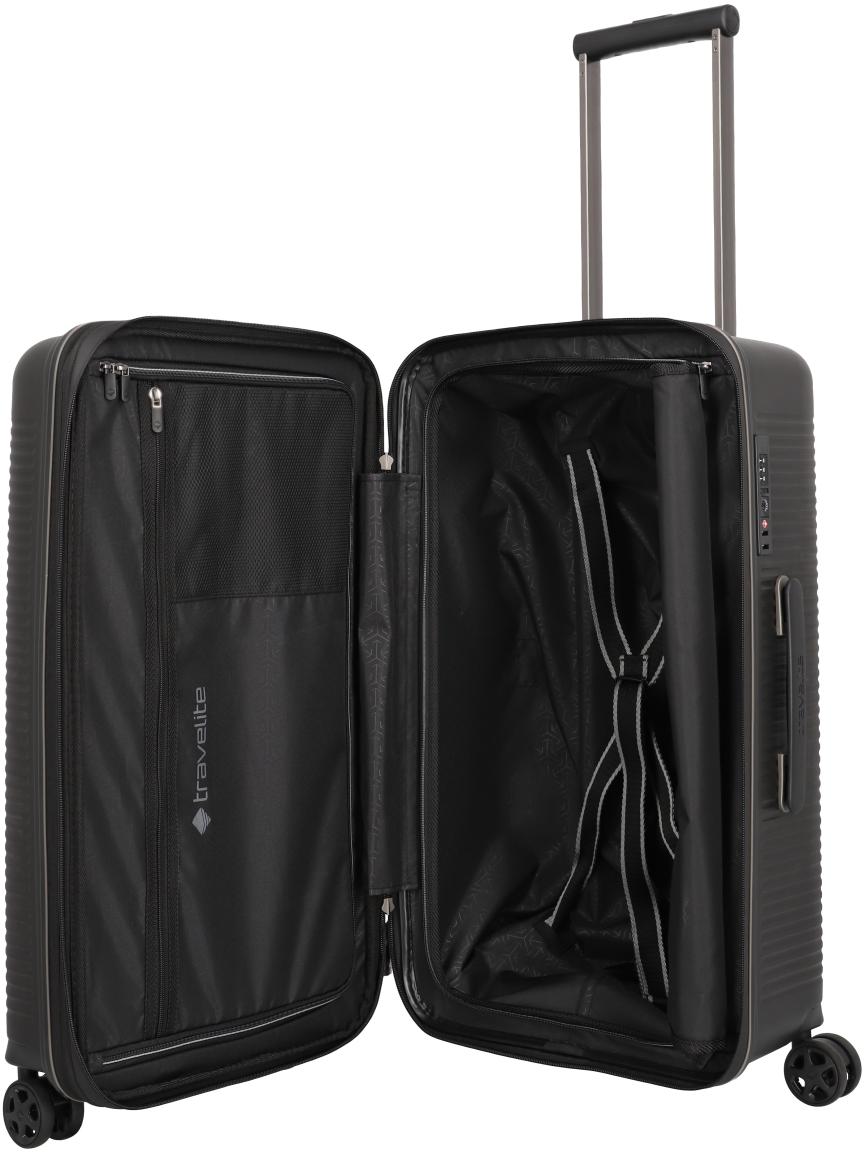 Reisetrolley 4w Trunk M 66cm erweiterbar Travelite Roomer Black schwarz