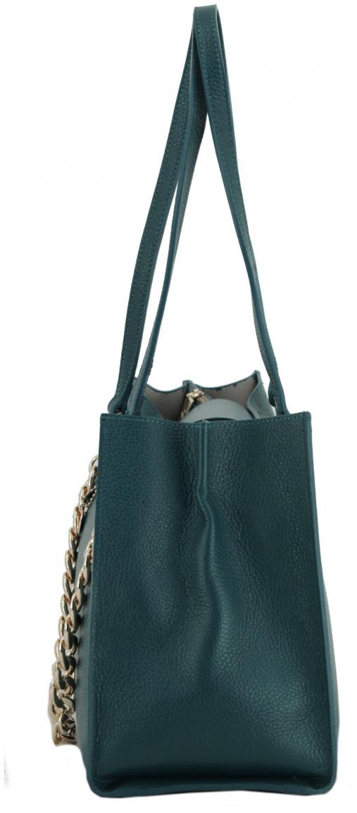 Riementasche Caleidos Ottanio petrol Kette genarbtes Leder