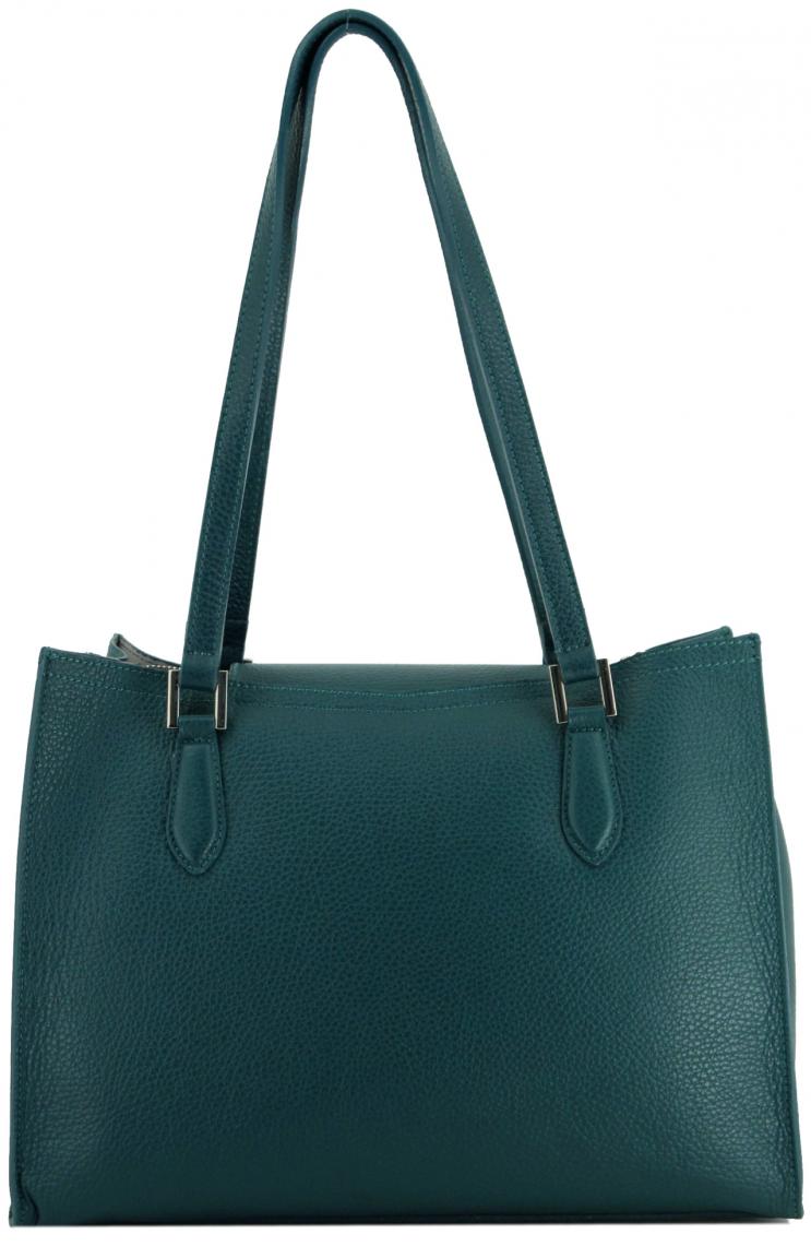 Riementasche Caleidos Ottanio petrol Kette genarbtes Leder