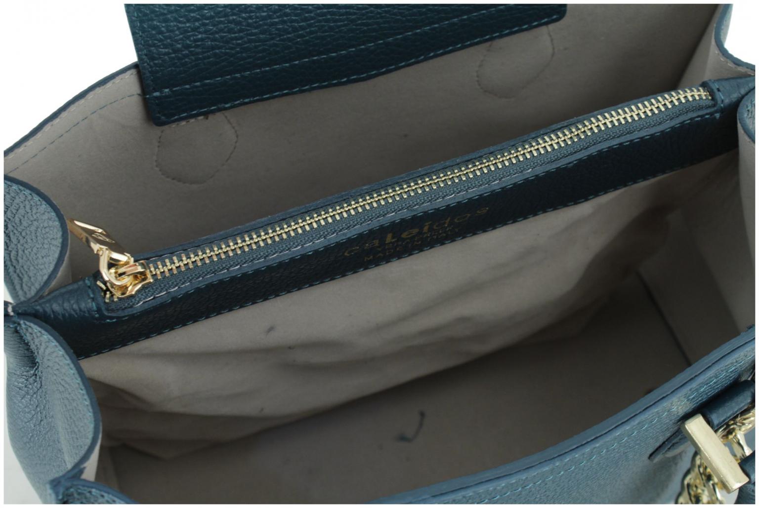 Riementasche Caleidos Ottanio petrol Kette genarbtes Leder