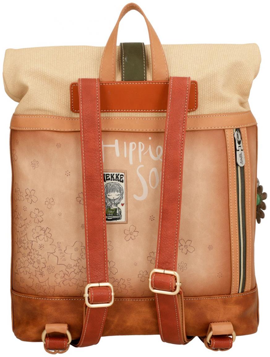 Rollrucksack mit Nietendekor Anekke Peace & Love Flowers beige bunt