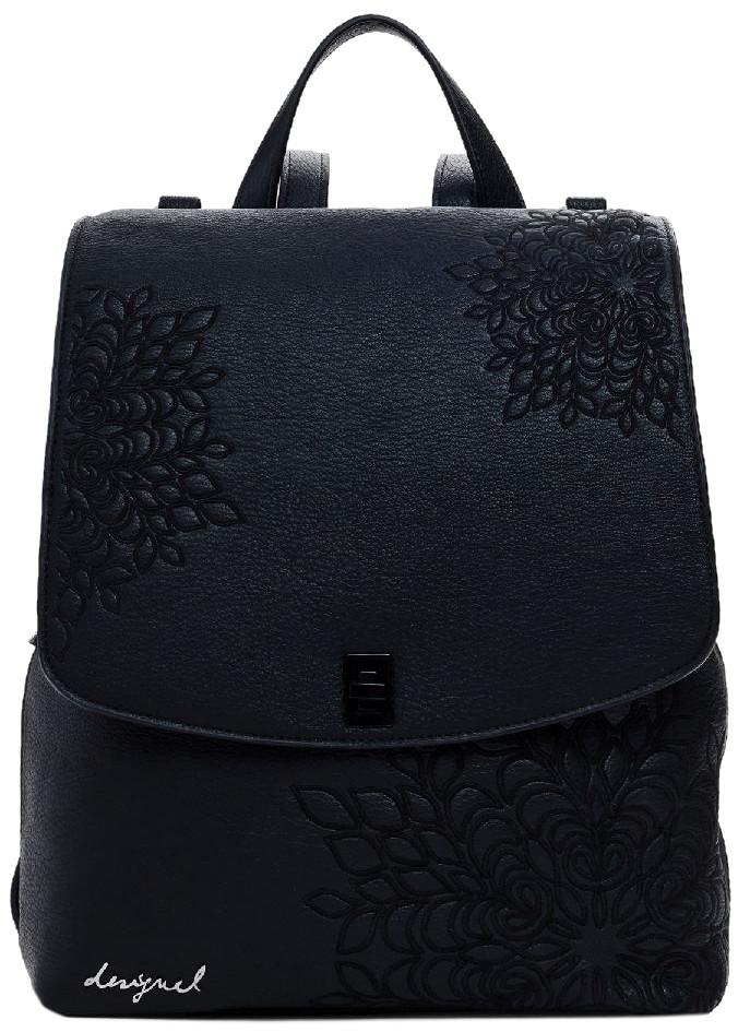 Rucksack Desigual Sierra schwarz Überschlag Stickerei klassisch Negro Sumy Mini
