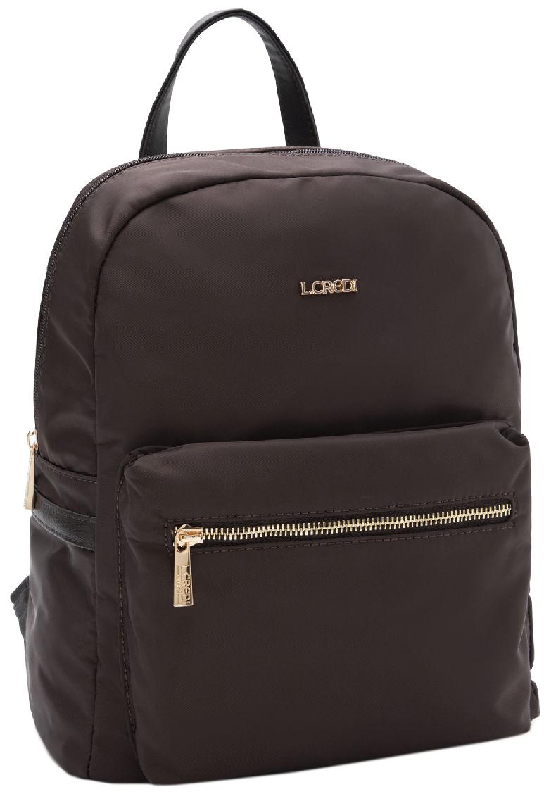 Rucksack L.Credi dunkelbraun Alena strukturiert Nylon vegan