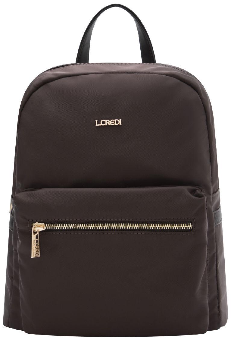 Rucksack L.Credi dunkelbraun Alena strukturiert Nylon vegan