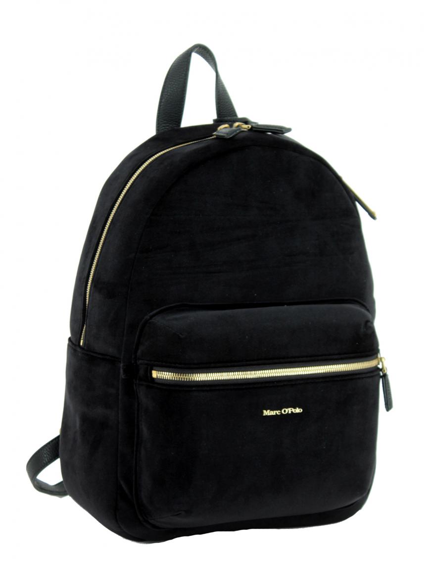 Rucksack aus Samt Marc OPolo Lucia Black schwarz Anhänger