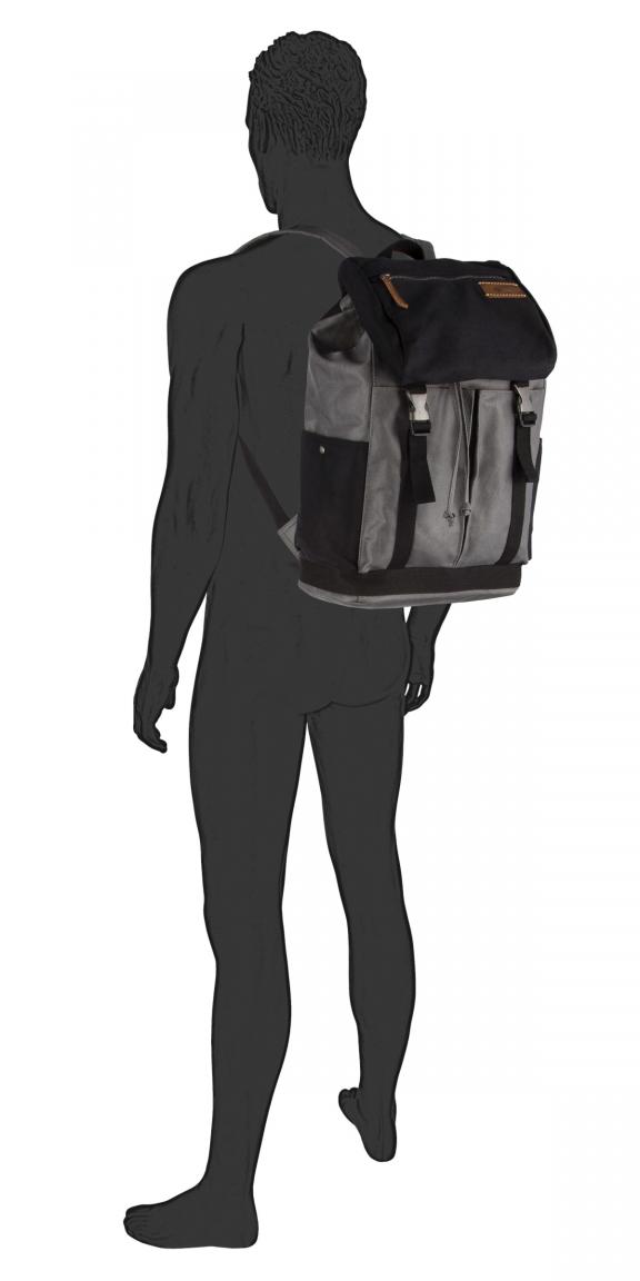 Rucksack mit Laptopfach camel active grau schwarz Zugband