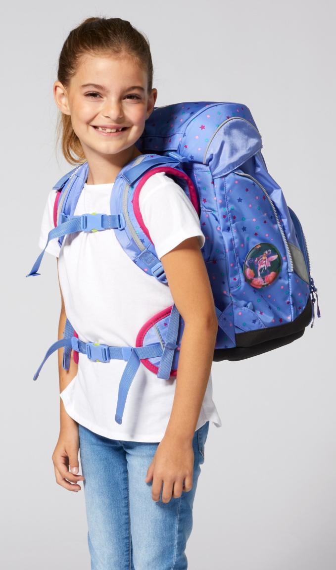 Rucksackkomplettset ergobag pack Bärzaubernd lila Sterne verstellbar 6-teilig