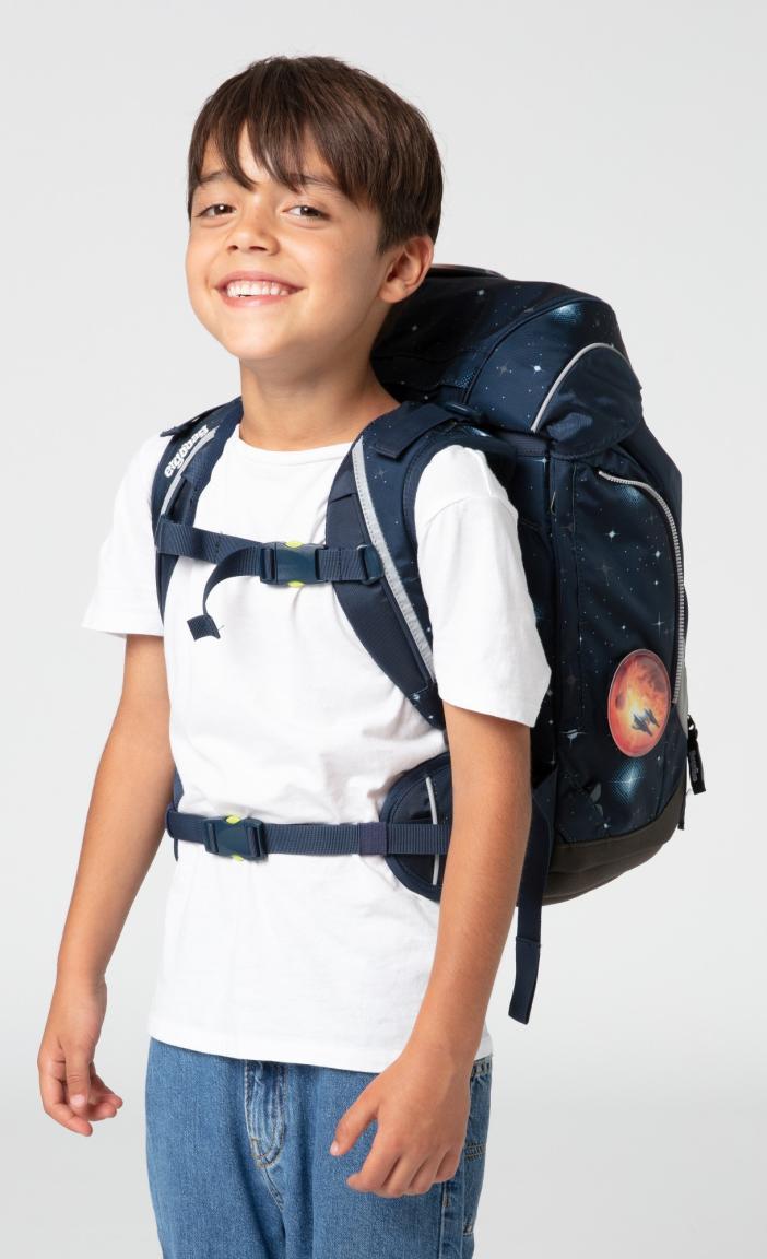 Rucksackset Schüttelpennal Federmappe ergobag pack KoBärnikus Glow dunkelblau