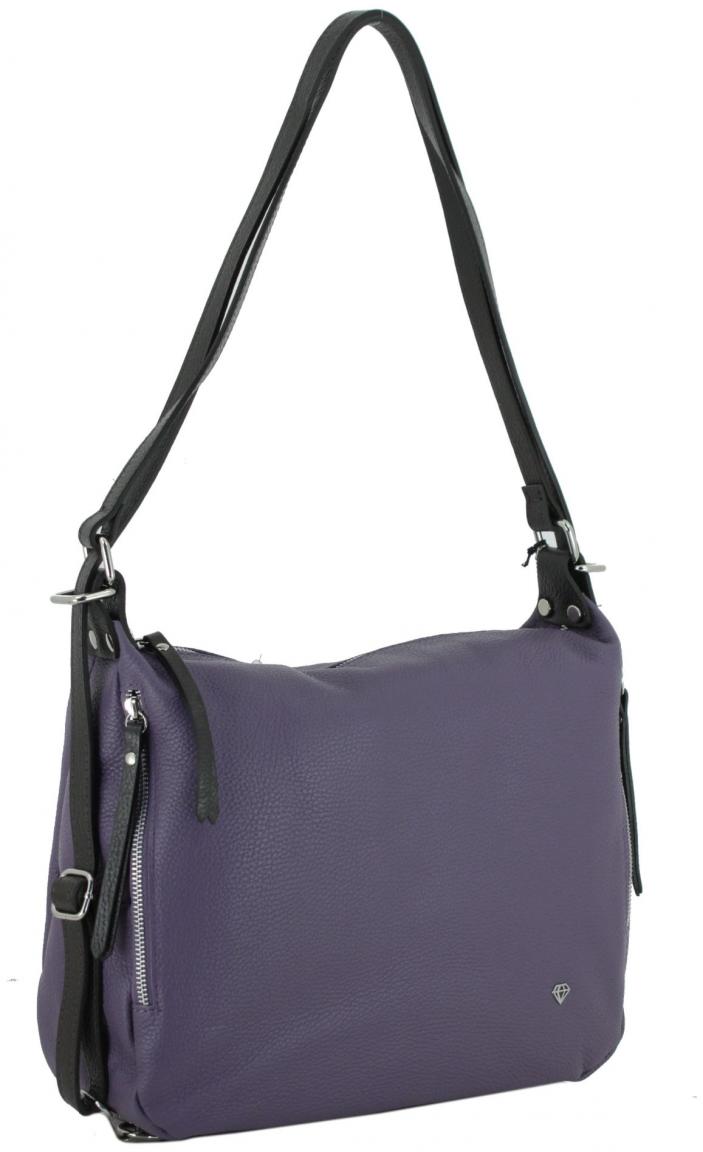 Rucksacktasche Caleidos Lavender lila Kontrastriemen Leder