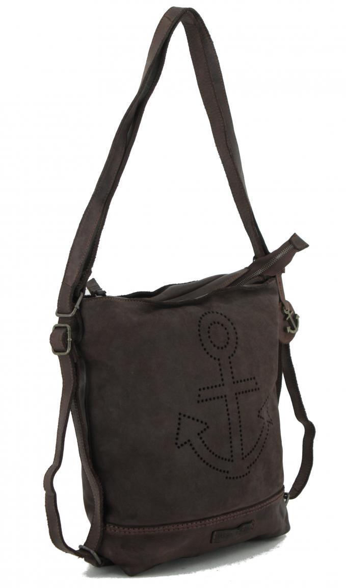 Rucksacktasche Leder Calypso Brown Harbour2nd dunkelbraun Anker