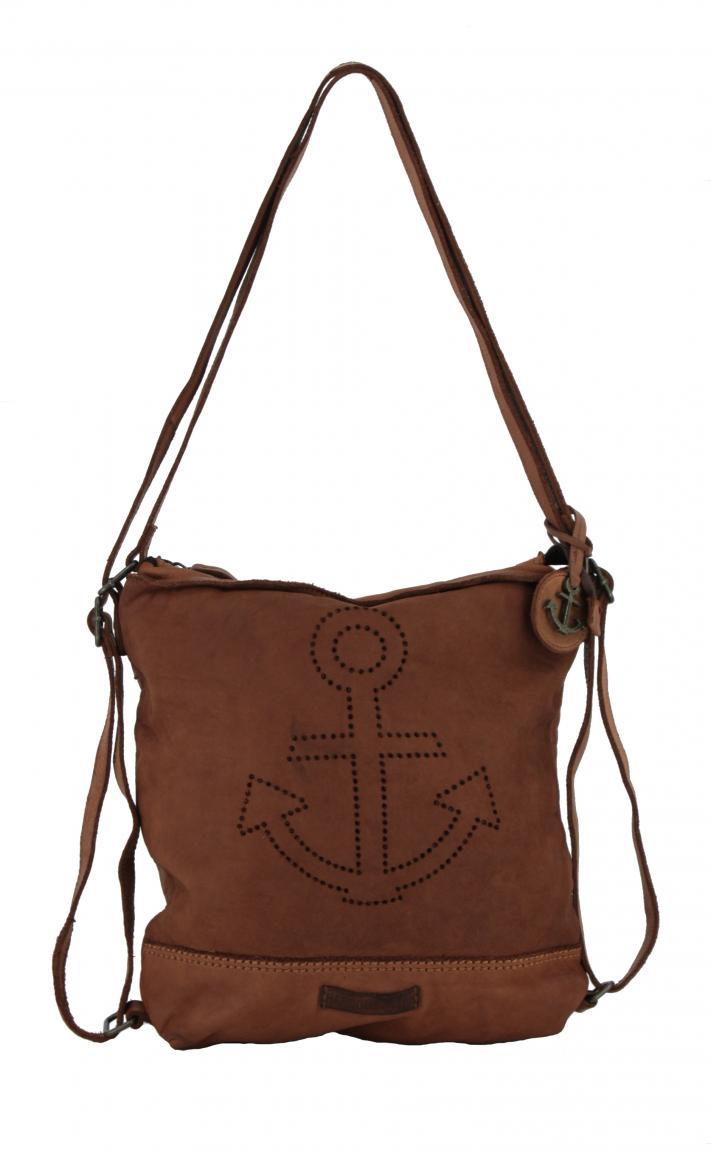 Rucksacktasche Leder Calypso Brown Harbour2nd dunkelbraun Anker