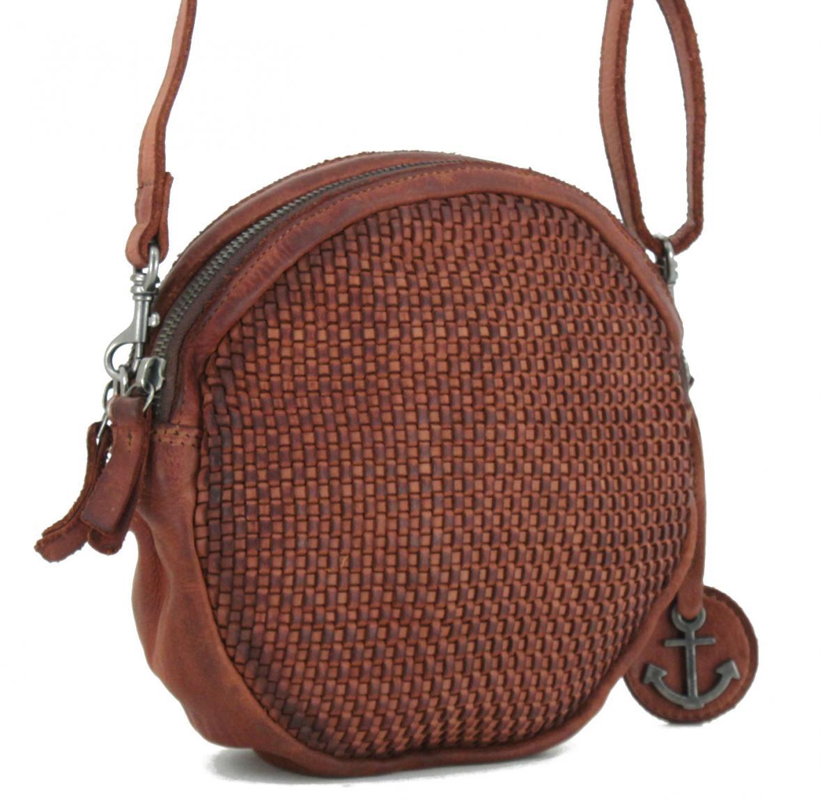 Runde Flechttasche Harbour2nd Elisabeth Charming Cognac braun