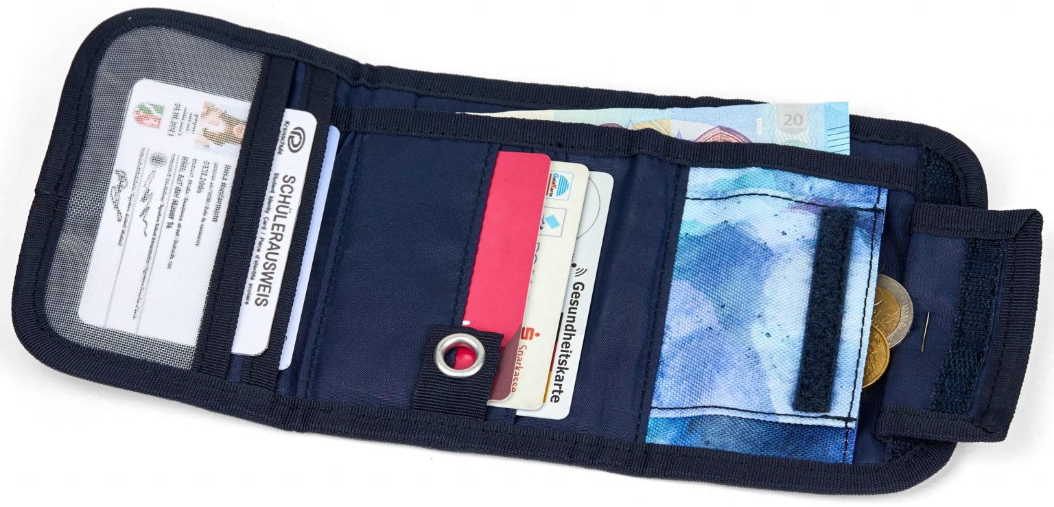Satch Blurry Sky Wallet blau Klettverschluss recycelt Schüler