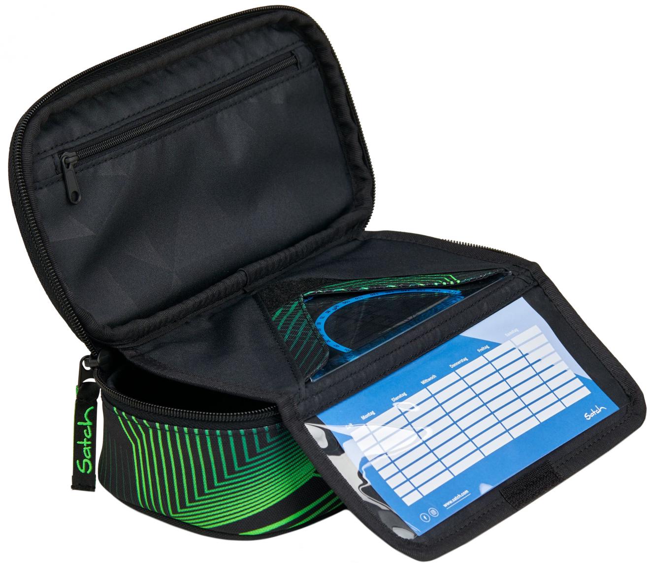 Satch Federmappe Geodreieck Seismic Green schwarz recycelt