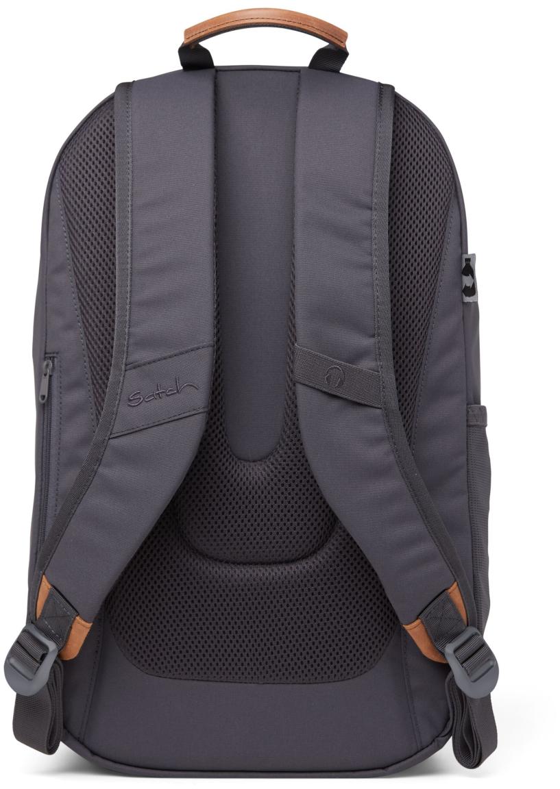 Satch Fly Friezeitrucksack Pure Grey Lederdetails