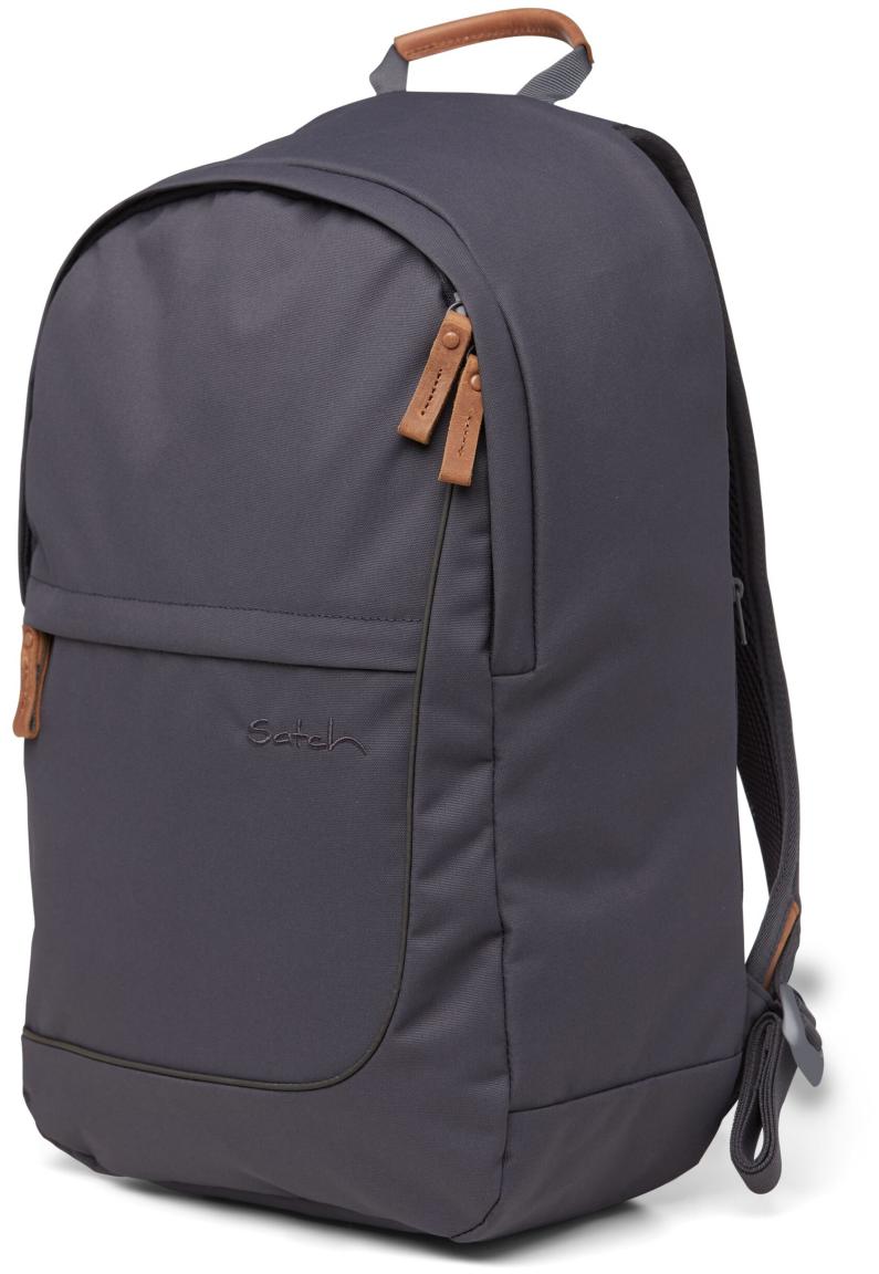 Satch Fly Friezeitrucksack Pure Grey Lederdetails