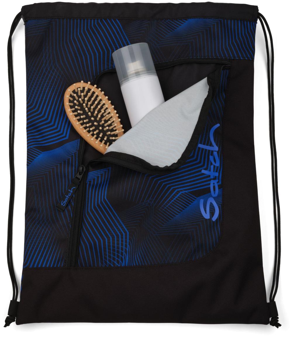 Satch Jugendrucksack grafisches Muster schwarz blau Seismic Blue Gymbag