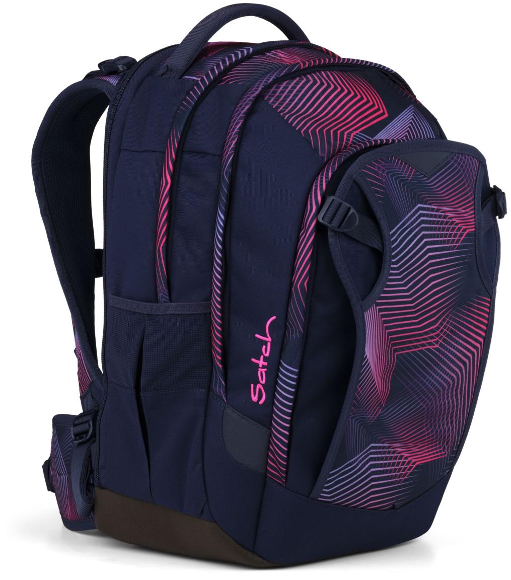 Satch Match Plus Seismic Pink dunkelblau grafischer Print Schultasche