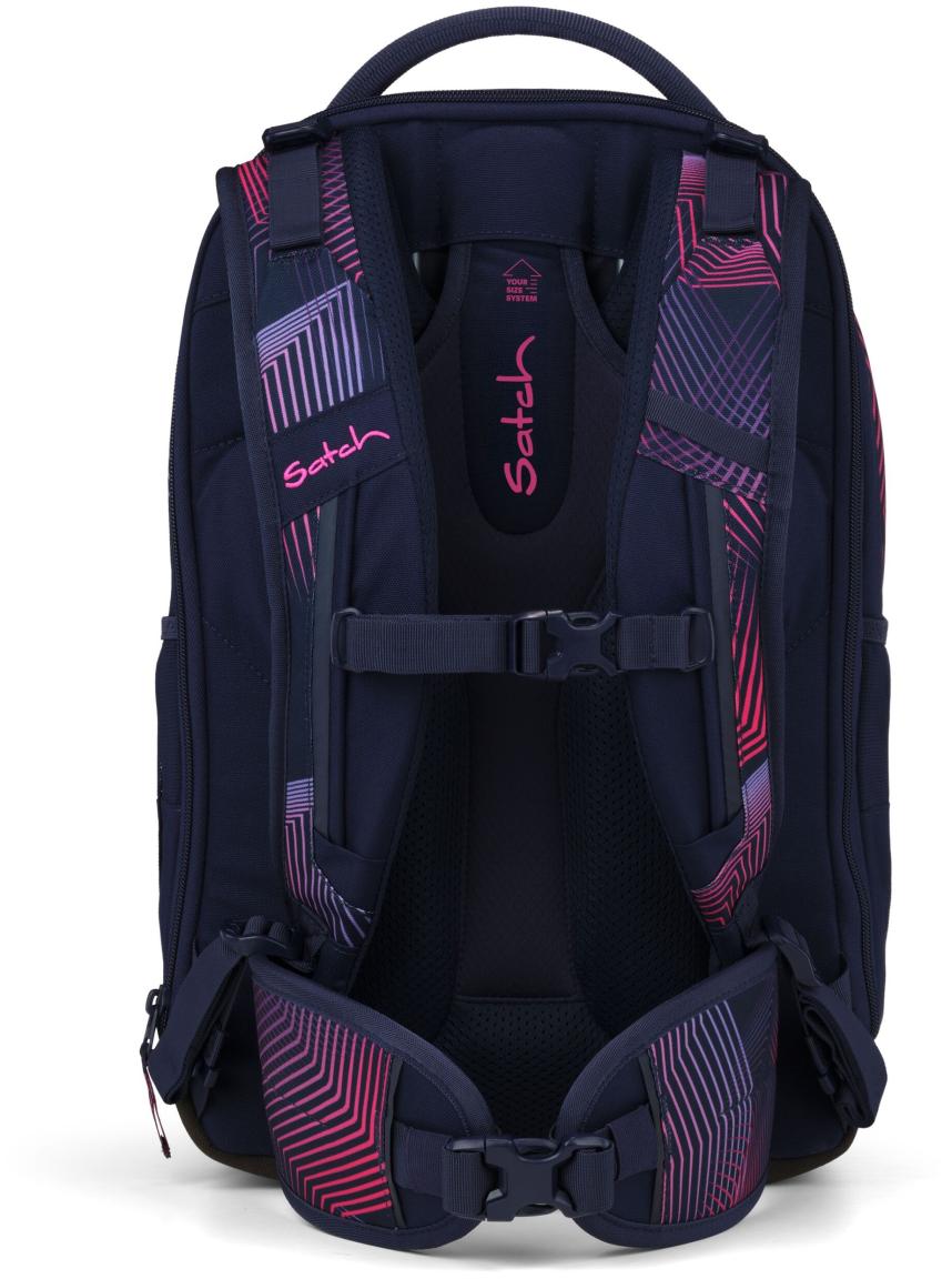 Satch Match Plus Seismic Pink dunkelblau grafischer Print Schultasche