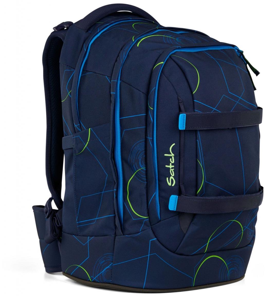 Satch Pack Blue Tech dreiteiliges Schultaschenset blau gemustert