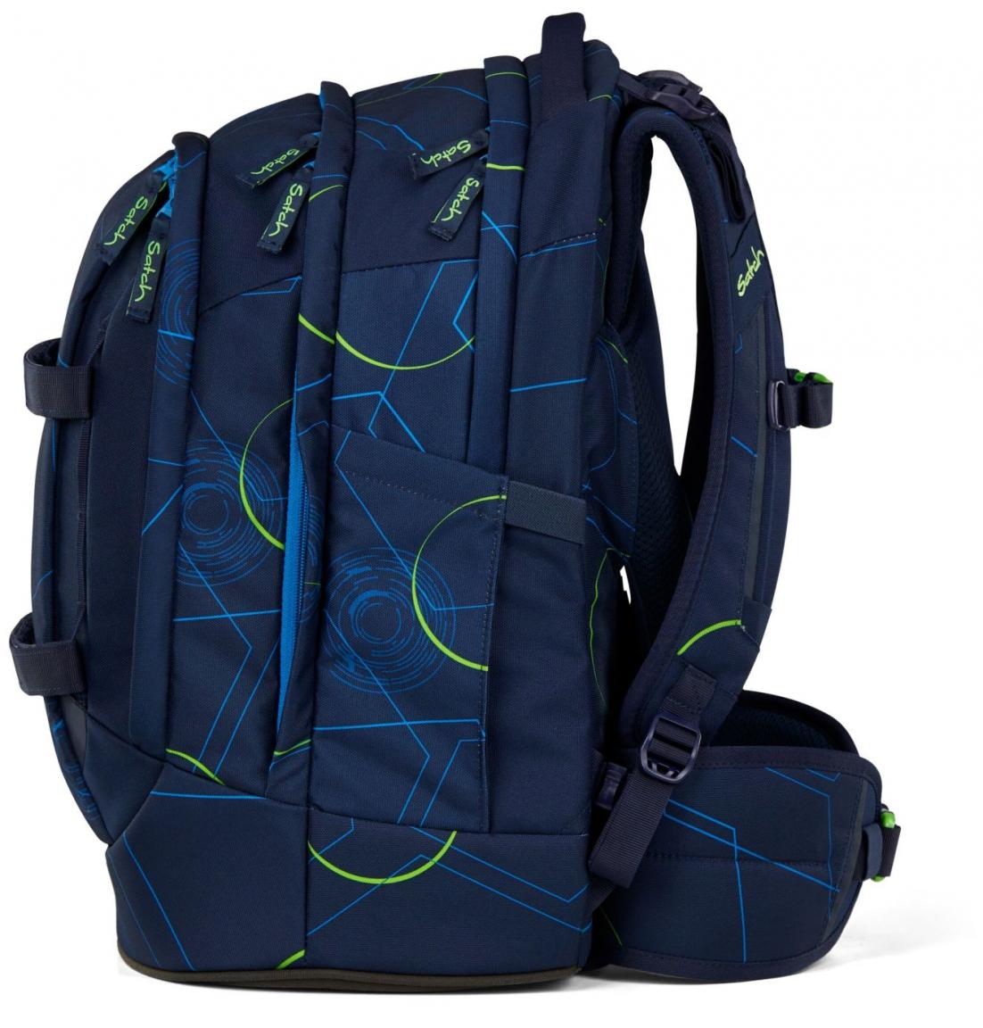 Satch Pack Blue Tech dreiteiliges Schultaschenset blau gemustert