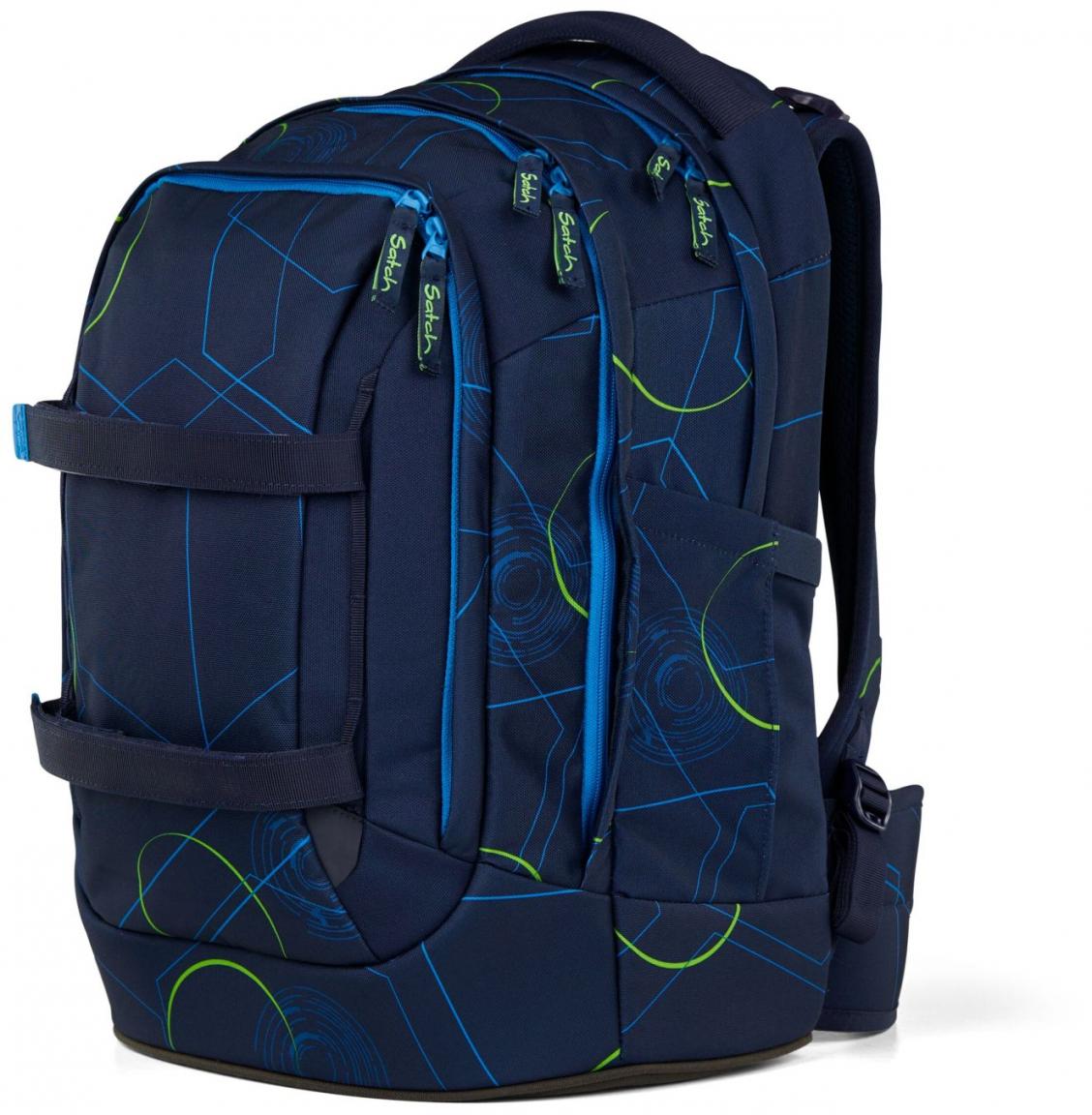 Satch Pack Blue Tech dreiteiliges Schultaschenset blau gemustert