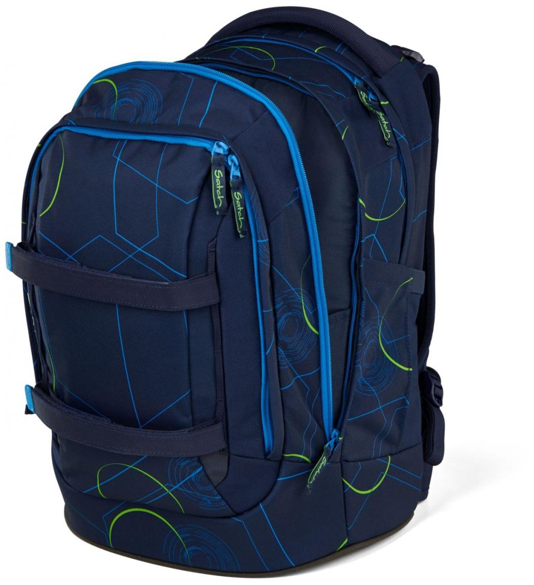 Satch Pack Blue Tech dreiteiliges Schultaschenset blau gemustert