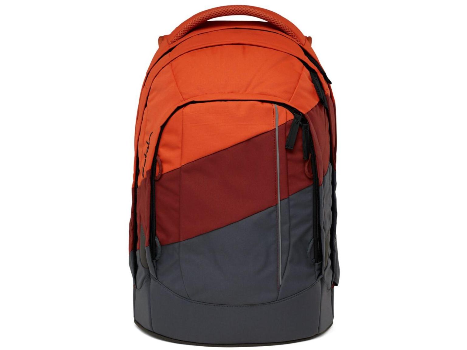 Satch Pack Fire Up Schultaschenset Turnbeutel Schüttelpennal rot grau Streifen