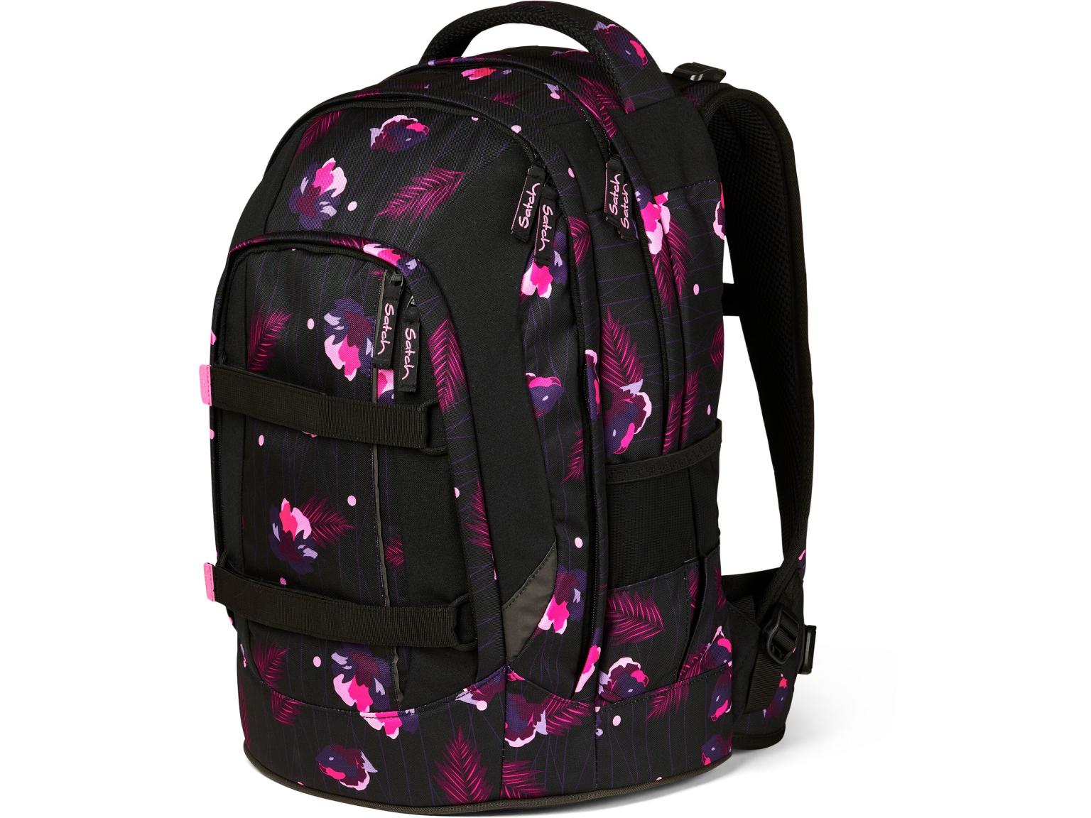 Satch Pack Mystic Nights Schulrucksack Turnbeutel Schüttelpennal schwarz Blüten