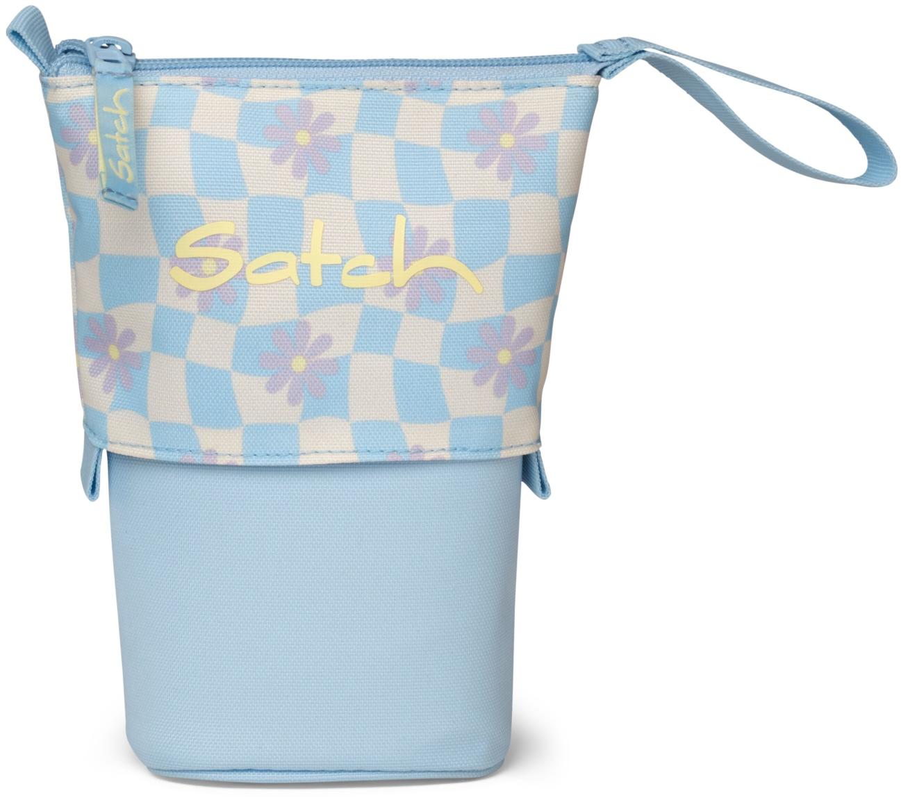 Satch Pencil Slider Summer Era hellblau kariert Blumen Schüttelpennal