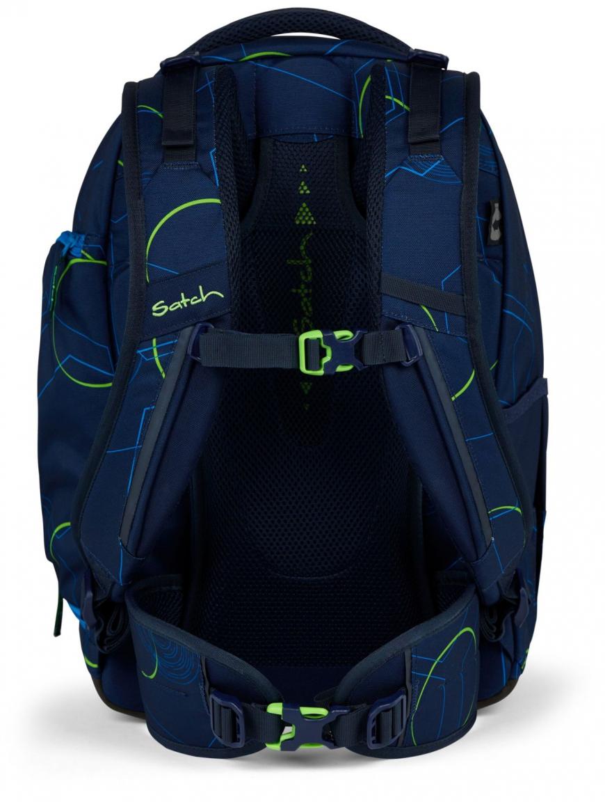Satch Schulrucksack Match Blue Tech dunkelblau grafisches Muster 