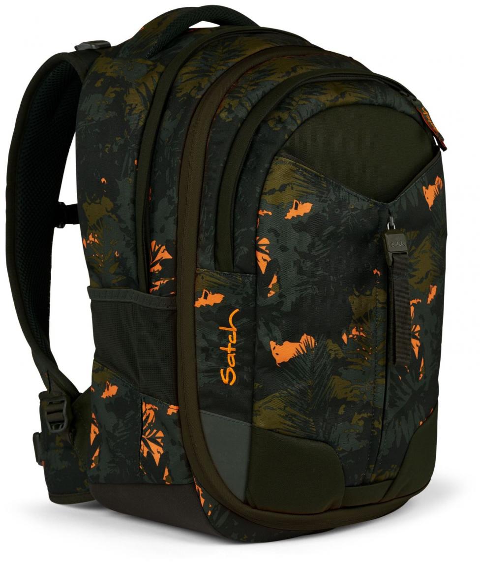 Satch Schulrucksack Match Jurassic Jungle dunkelgrün orange