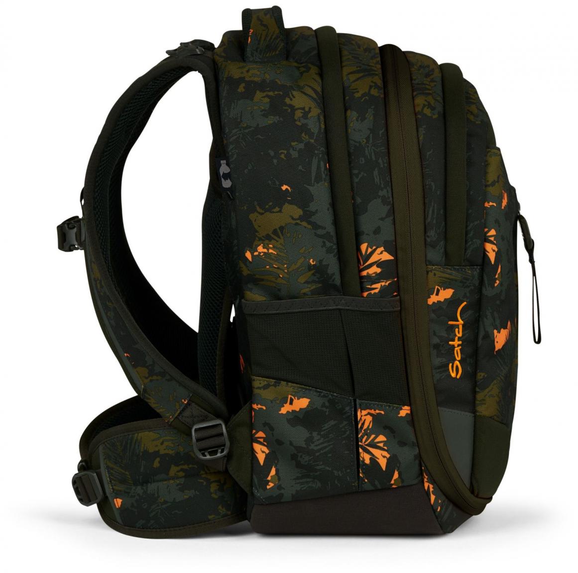 Satch Schulrucksack Match Jurassic Jungle dunkelgrün orange