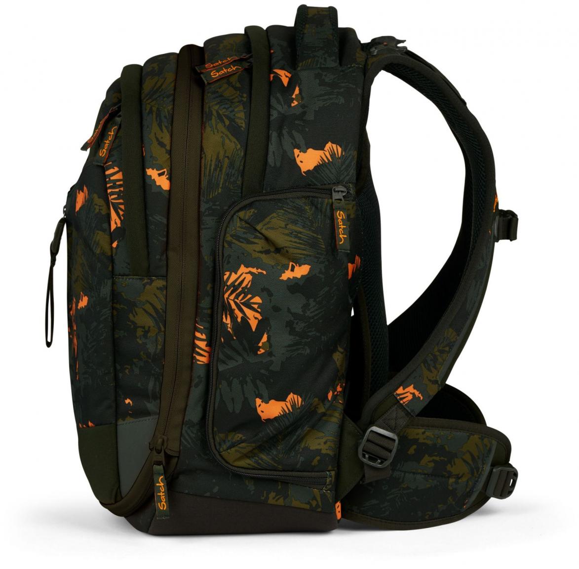 Satch Schulrucksack Match Jurassic Jungle dunkelgrün orange