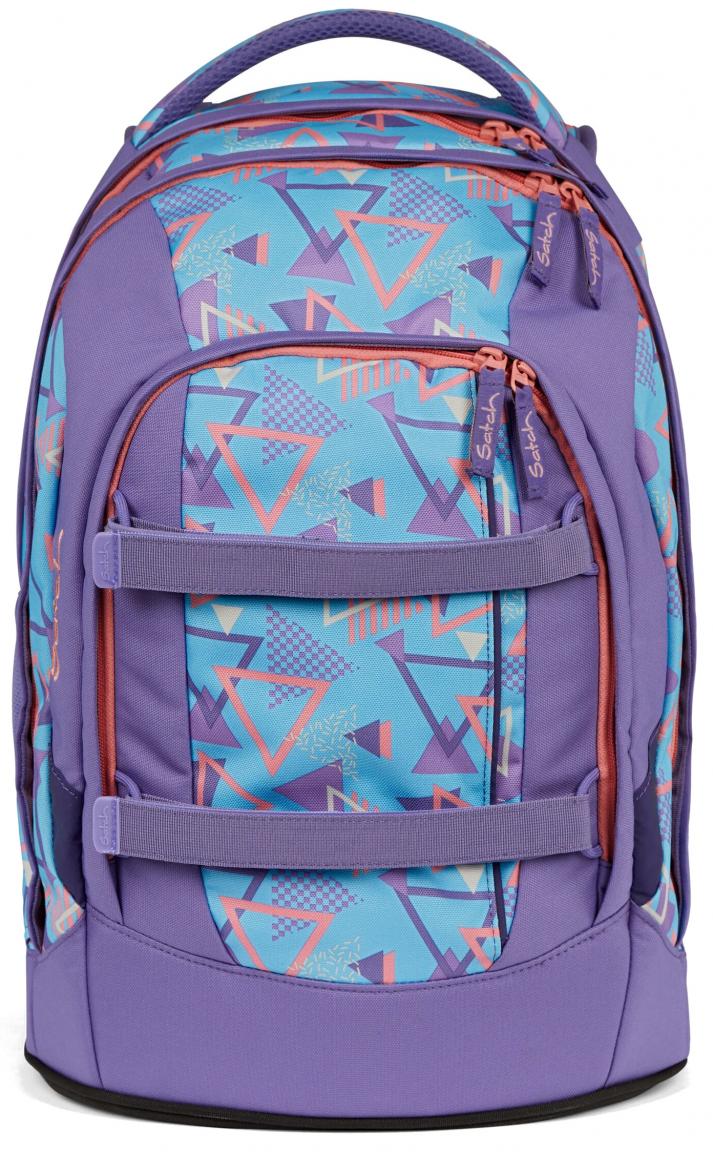 Satch Schultasche Retro lila Dreiecke 80s Dance Pack Swap