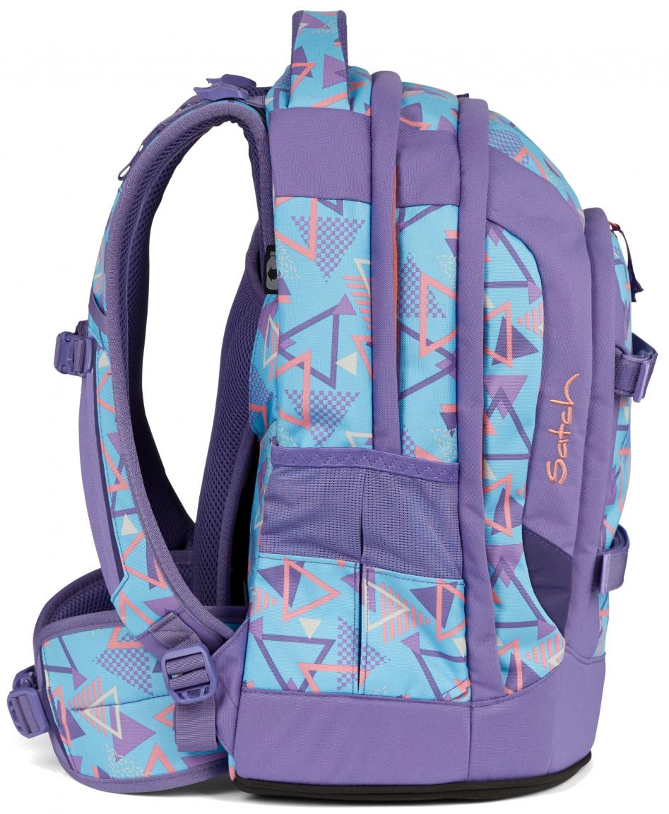 Satch Schultasche Retro lila Dreiecke 80s Dance Pack Swap