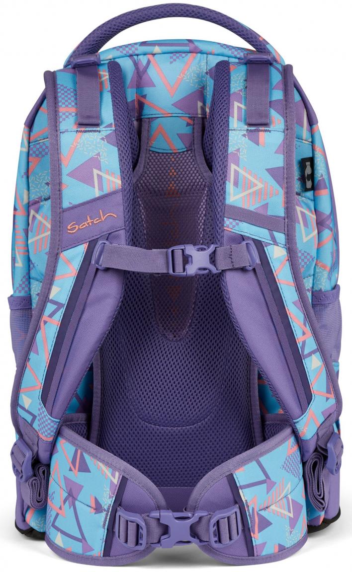 Satch Schultasche Retro lila Dreiecke 80s Dance Pack Swap