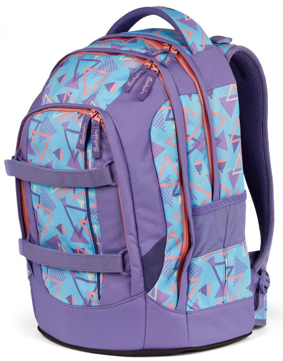 Satch Schultasche Retro lila Dreiecke 80s Dance Pack Swap