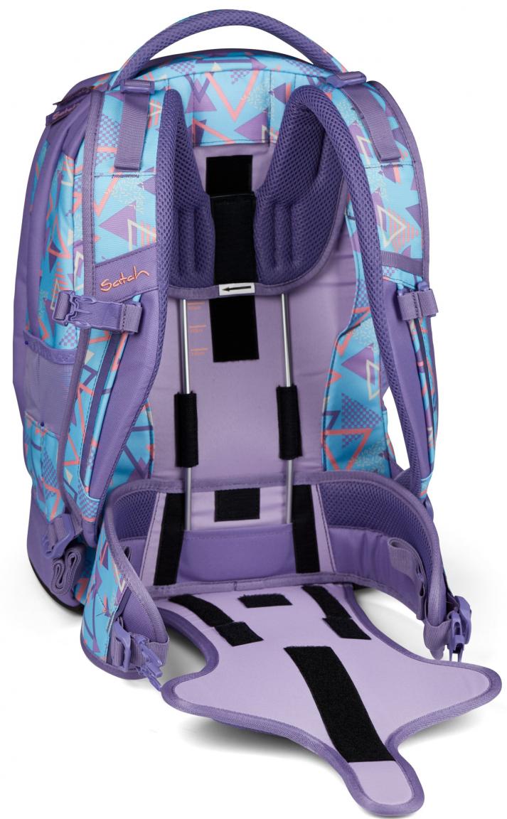 Satch Schultasche Retro lila Dreiecke 80s Dance Pack Swap