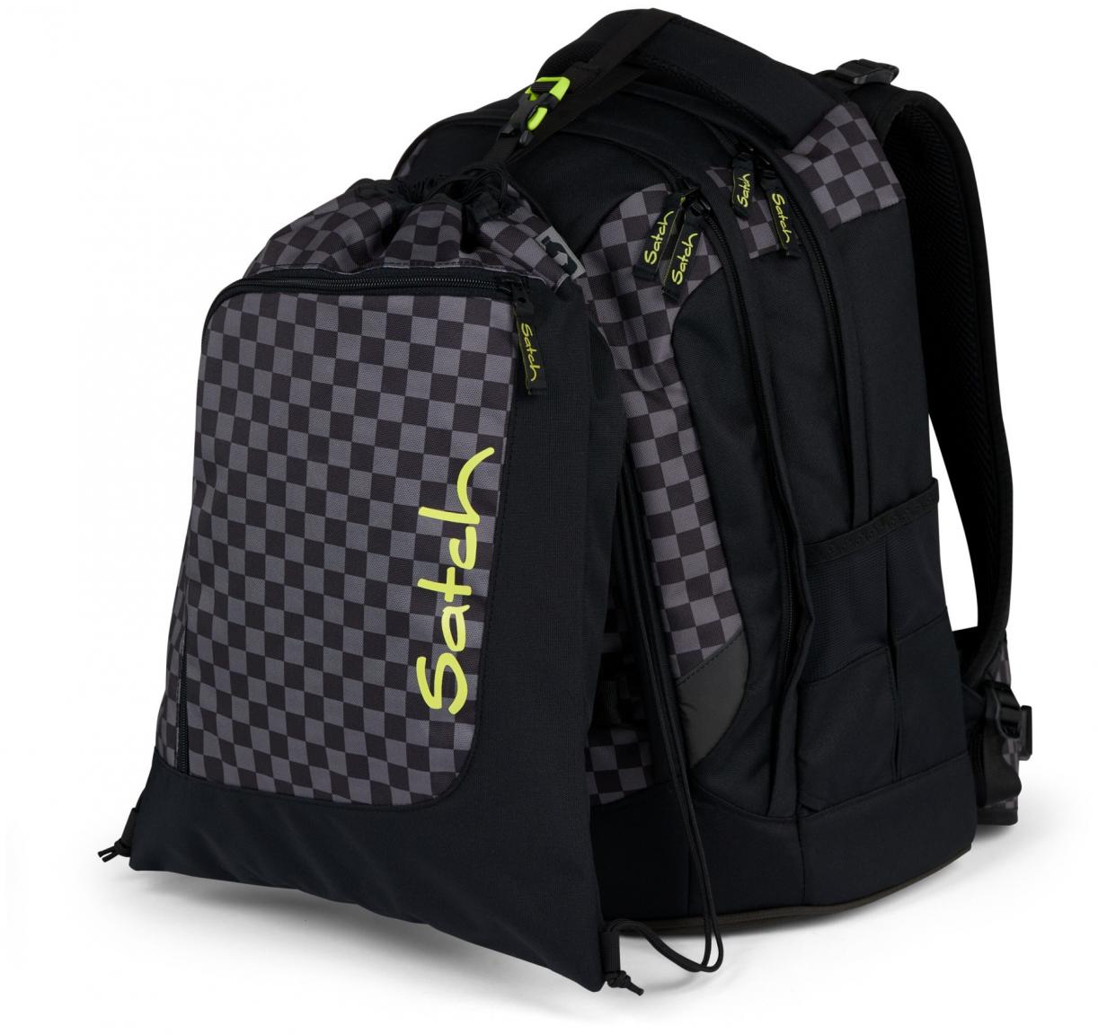 Satch Sportbeutel Gymbag Dark Skate grau schwarz kariert