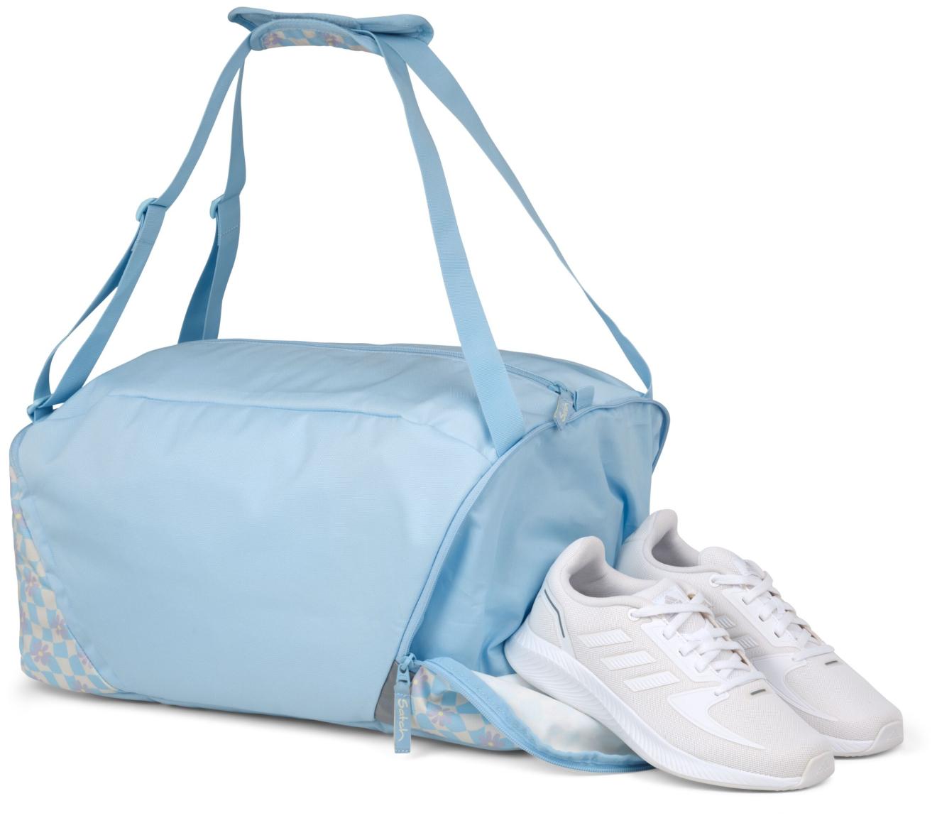 Satch Sporttasche Duffle Bag Summer Era hellblau Blumen Karo