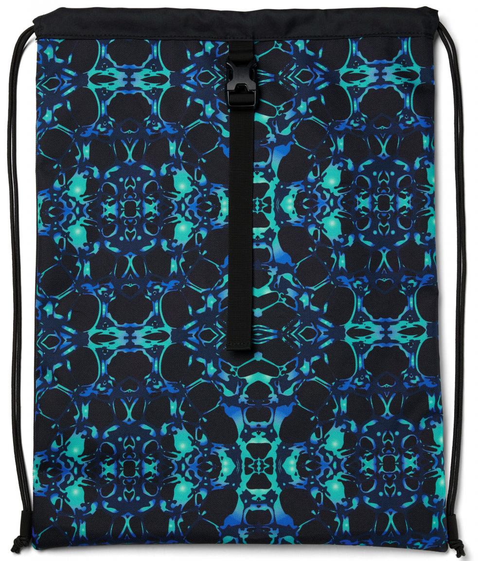 Satch Turnbeutel schwarz recycelt Tunnelzug Caleido Blue