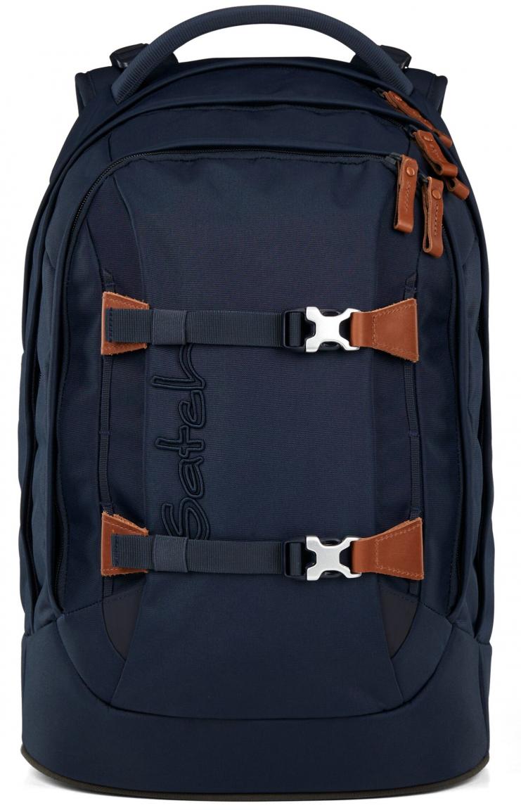 Satch dunkelblauer Jugendranzen recycelt Lederdetails Nordic Blue Ready Swap