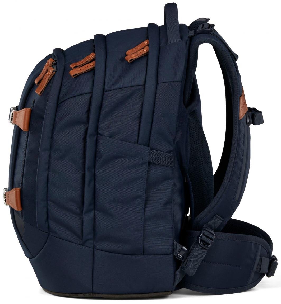 Satch dunkelblauer Jugendranzen recycelt Lederdetails Nordic Blue Ready Swap