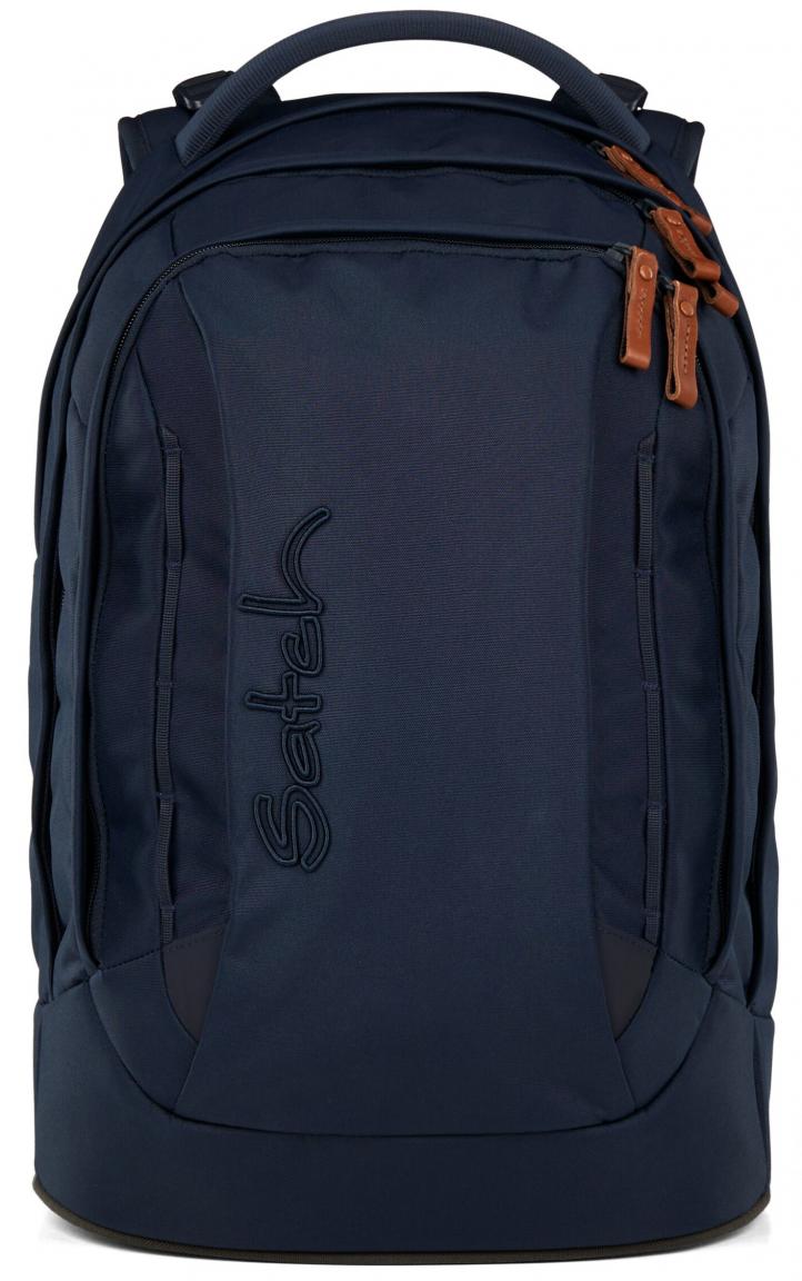 Satch dunkelblauer Jugendranzen recycelt Lederdetails Nordic Blue Ready Swap
