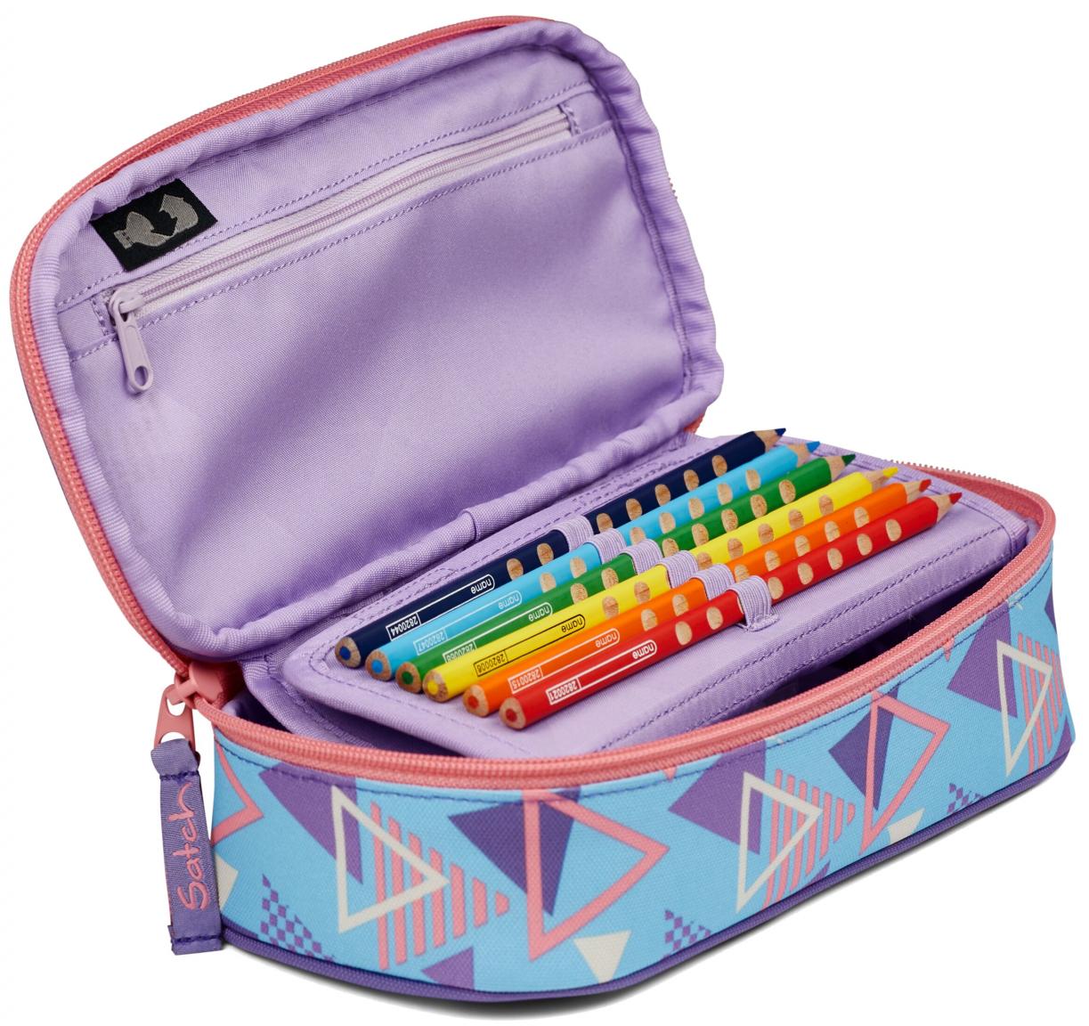 Schlamperbox Dreieck Satch Retro 80s Dance lila blau