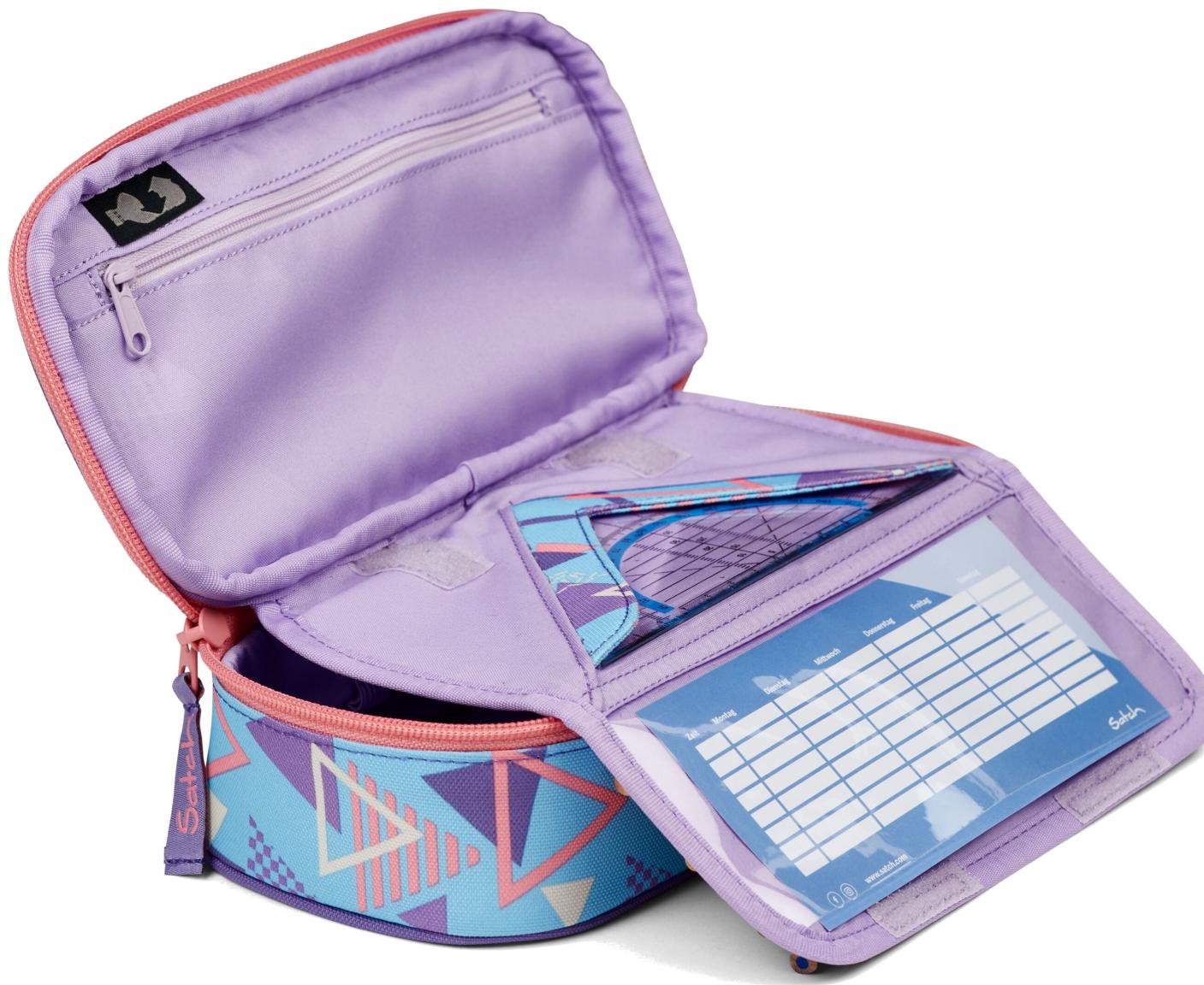 Schlamperbox Dreieck Satch Retro 80s Dance lila blau