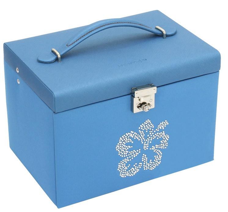 Schmuckkoffer Friedrich23 Baccara blau Strassblume Mikrofaser
