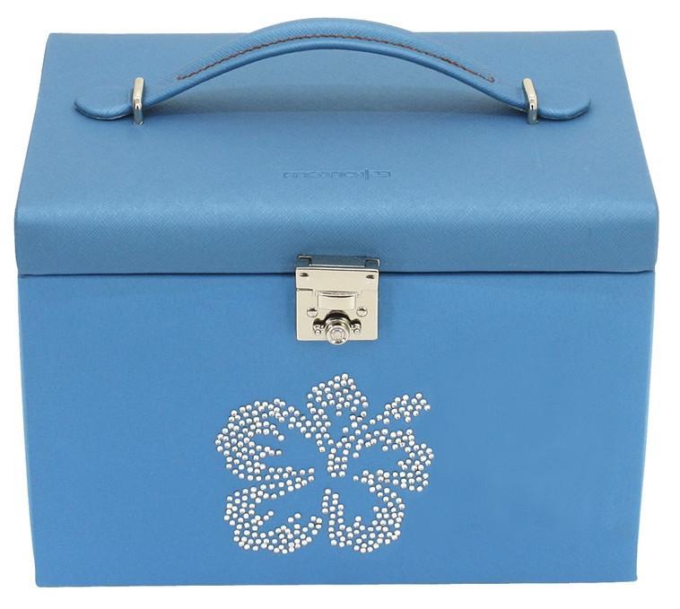 Schmuckkoffer Friedrich23 Baccara blau Strassblume Mikrofaser